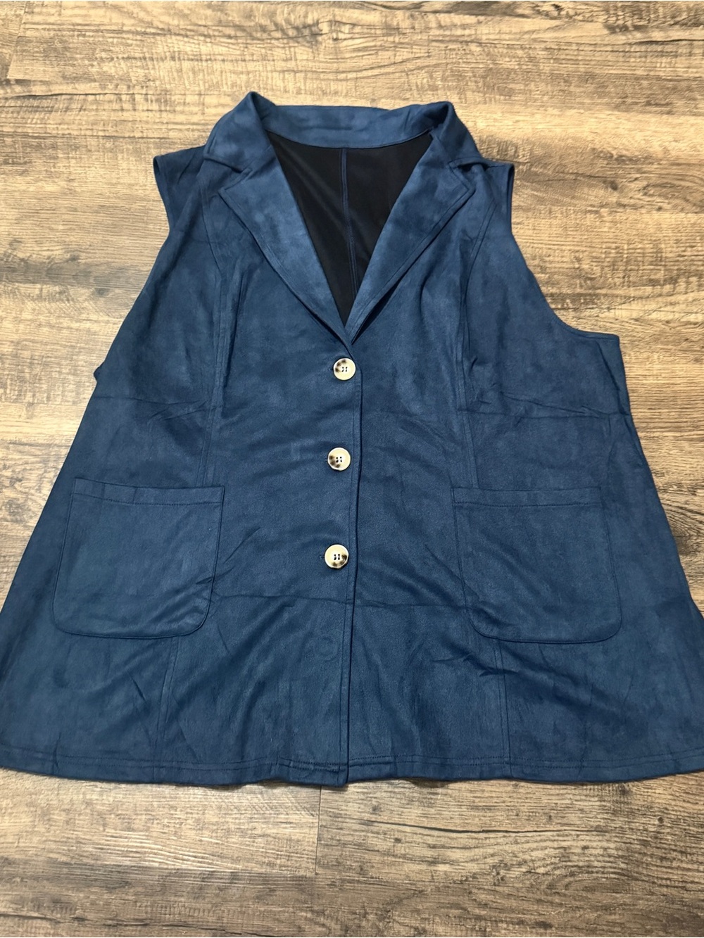 Women's Navy Sleeveless Blazer Vest